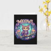 Carte Meowl Cat Owl Meme Brainrot Kids Cursed Silly Gen  (Fleur jaune)