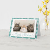 Carte Meowny Christmas Cute Cat Holiday Snowflake (Fleur jaune)