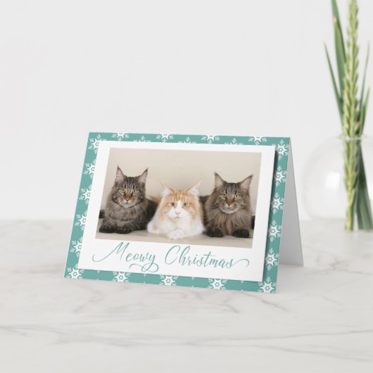 Carte Meowny Christmas Cute Cat Holiday Snowflake (Devant)