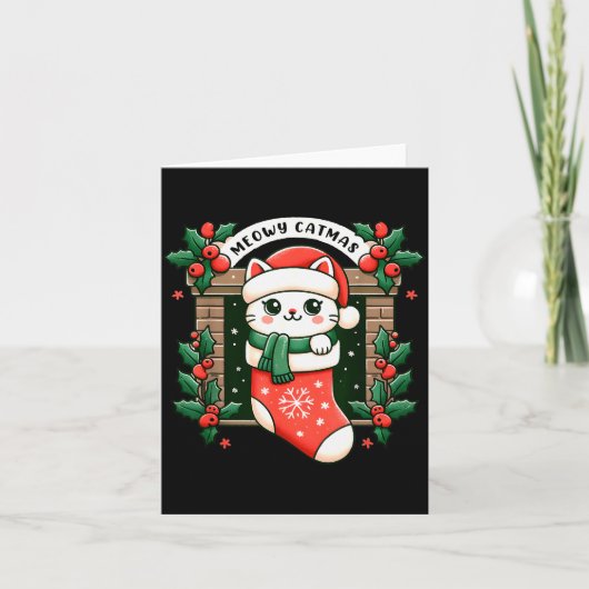 Carte Meowy Catmas Cat Christmas Tree Xmas Girls Boys Fu (Devant)