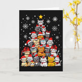 Carte Meowy Catmas Cat Christmas Tree Xmas Girls Boys Fu (Fleur jaune)