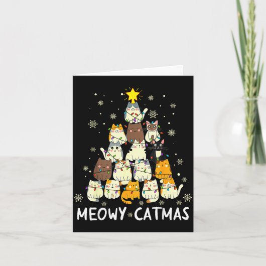Carte Meowy Catmas Cat Christmas Tree Xmas Girls Boys Fu (Devant)