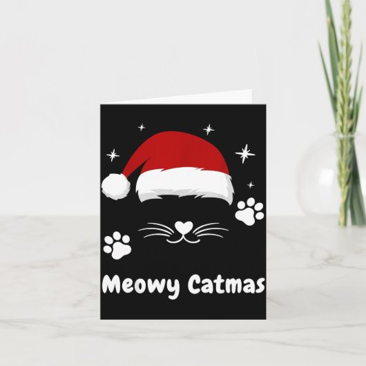 Carte Meowy Catmas Cute Kitten Cats Santa Hat Christmas (Devant)
