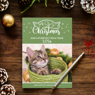 Carte Meowy Christmas and a purrfect new year photo card