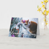 Carte Meowy Christmas Cat - Ajouter VOTRE PHOTO CAT (Fleur jaune)