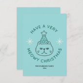 Carte Meowy Christmas, Funny Christmas Card (Devant / Derrière)