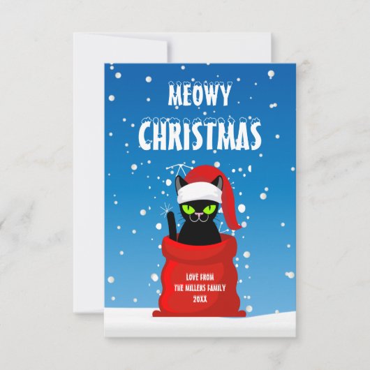Carte Meowy Christmas, Funny Christmas Card (Devant)