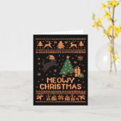 Carte Meowy Christmas Xmas Tree Cat Ugly Sweater Pajamas (Fleur jaune)