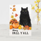 Carte Meowy Fall Y all Halloween Chat noir (Fleur jaune)