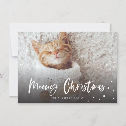 Carte Meowy Noël Chat à neige | Photo pour animaux (Devant)