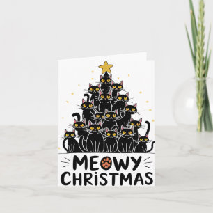 Carte Meowy Noël Chats Arbre Enfants Filles Garçons Meow