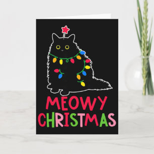 Carte Meowy Noël Xmas Lumières Chaussons Chat Noir Fami
