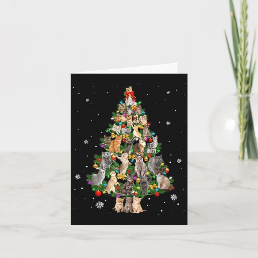 Carte Meowy Xmas Cats Christmas Tree Lights Snow Kitten (Devant)
