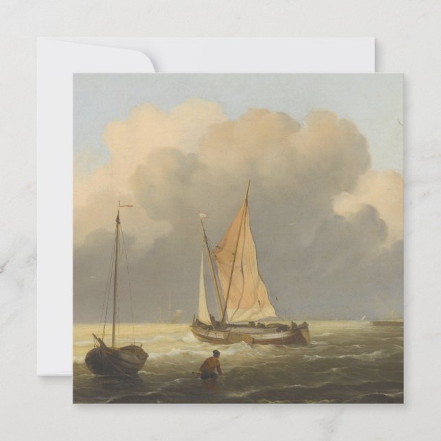 Carte Mer au large de la côte, avec Spritsail Barge Post (Devant)