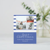 Carte Mer et salutations Bleu 3 Photo Noël (Debout devant)