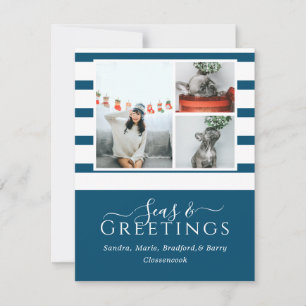 Carte Mer et salutations Bleu 3 Photo Noël