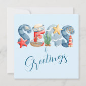 Carte Mer et salutations Nautique Aquarelle Noël (Devant)