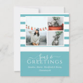 Carte Mer et salutations Turquoise Bleu 3 Photo Noël (Devant)