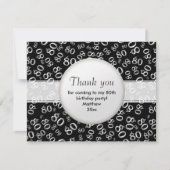 Carte Merci : 80e Motif de numéro d'Anniversaire noir/bl (Devant)