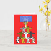 Carte Merci à Cheer Coach Cartoon Cats (Fleur jaune)