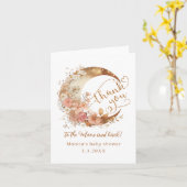 Carte Merci à la lune or florale lune merci (Fleur jaune)