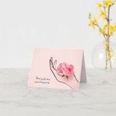 Carte merci à l'ami rose en main (Fleur jaune)