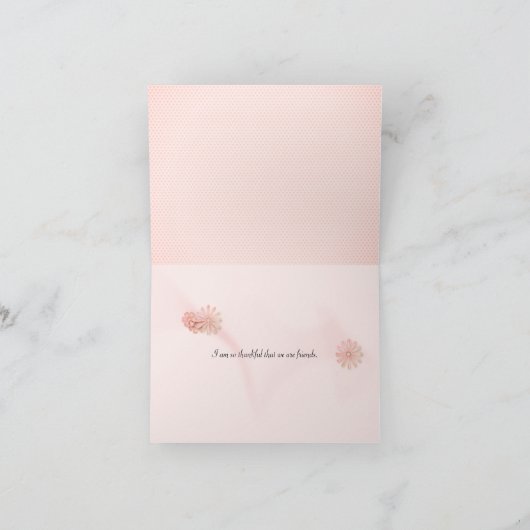 Carte merci à l'ami rose en main (Intérieur)