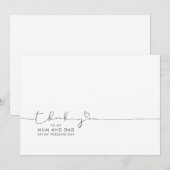 Carte Merci à maman et papa Message du jour de mariage (Devant / Derrière)