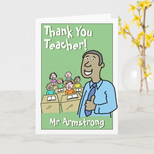 Carte Merci à un enseignant masculin (Fleur jaune)