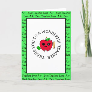 Carte Merci à un enseignant merveilleux appréciation