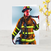 Carte Merci à un message personnalisé Firefighter (Fleur jaune)