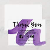 Carte Merci Abstrait Purple Aquarelle Média Insérer (Devant / Derrière)
