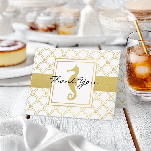 Carte Merci Art Déco Wave Gold Parties scintillant