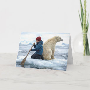 Carte Merci au garçon sur la glace sauvant un ours polai