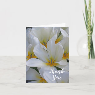Carte Merci aux fleurs blanches et jaunes