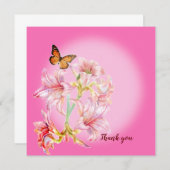 Carte Merci aux fleurs roses (Devant / Derrière)