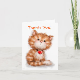 Carte Merci avec chat mignon