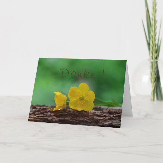 Carte Merci avec des fleurs jaunes (Devant)