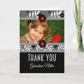 Carte Merci avec photo et nom Noir contemporain (Devant)