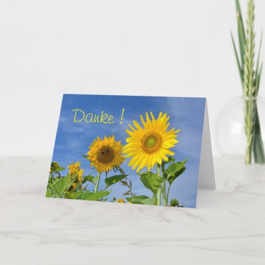 Carte Merci avec tournesols jaunes (Devant)