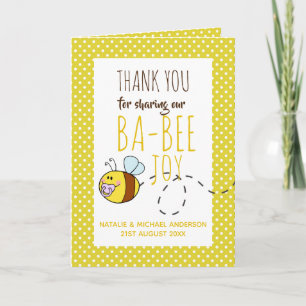 Carte Merci BA-BEE Baby shower Polkadot jaune