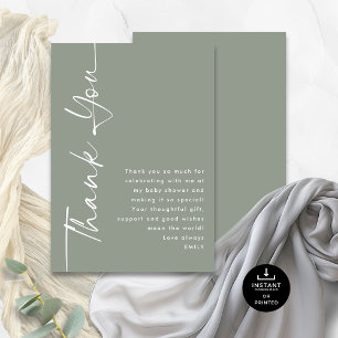 Carte Merci Baby shower de mesure de calligraphie pivoté