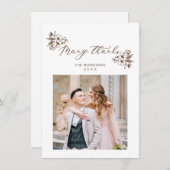 Carte Merci beaucoup Mariage Floral Whimsical Script (Devant / Derrière)