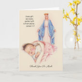 Carte Merci Bébé Fille Bienheureuse Vierge Marie Catholi (Fleur jaune)