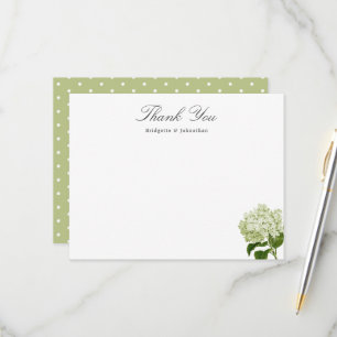 Carte Merci blanche et verte Hydrangea