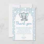 Carte Merci bleu Baby shower Eléphant mignon (Devant)