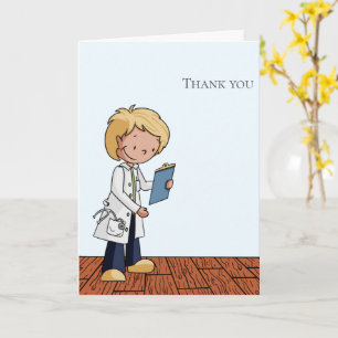 Carte Merci Blond Doctor Working Illustré