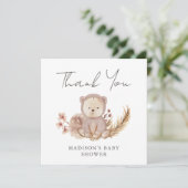 Carte Merci Boho Botanique Sweet Bear Baby shower (Debout devant)