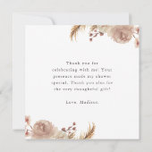 Carte Merci Boho Botanique Sweet Bear Baby shower (Dos)