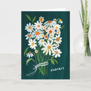 Carte MERCI Bouquet de marguerites Gouache peinte à la m